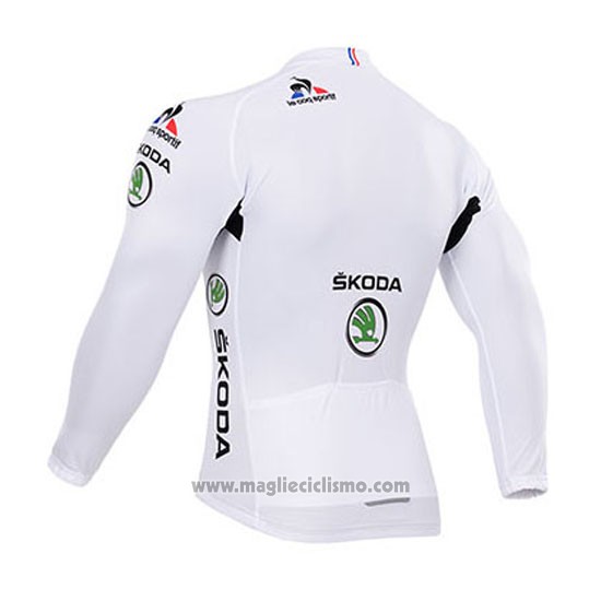 2015 Abbigliamento Ciclismo Tour de France Bianco Manica Lunga e Salopette